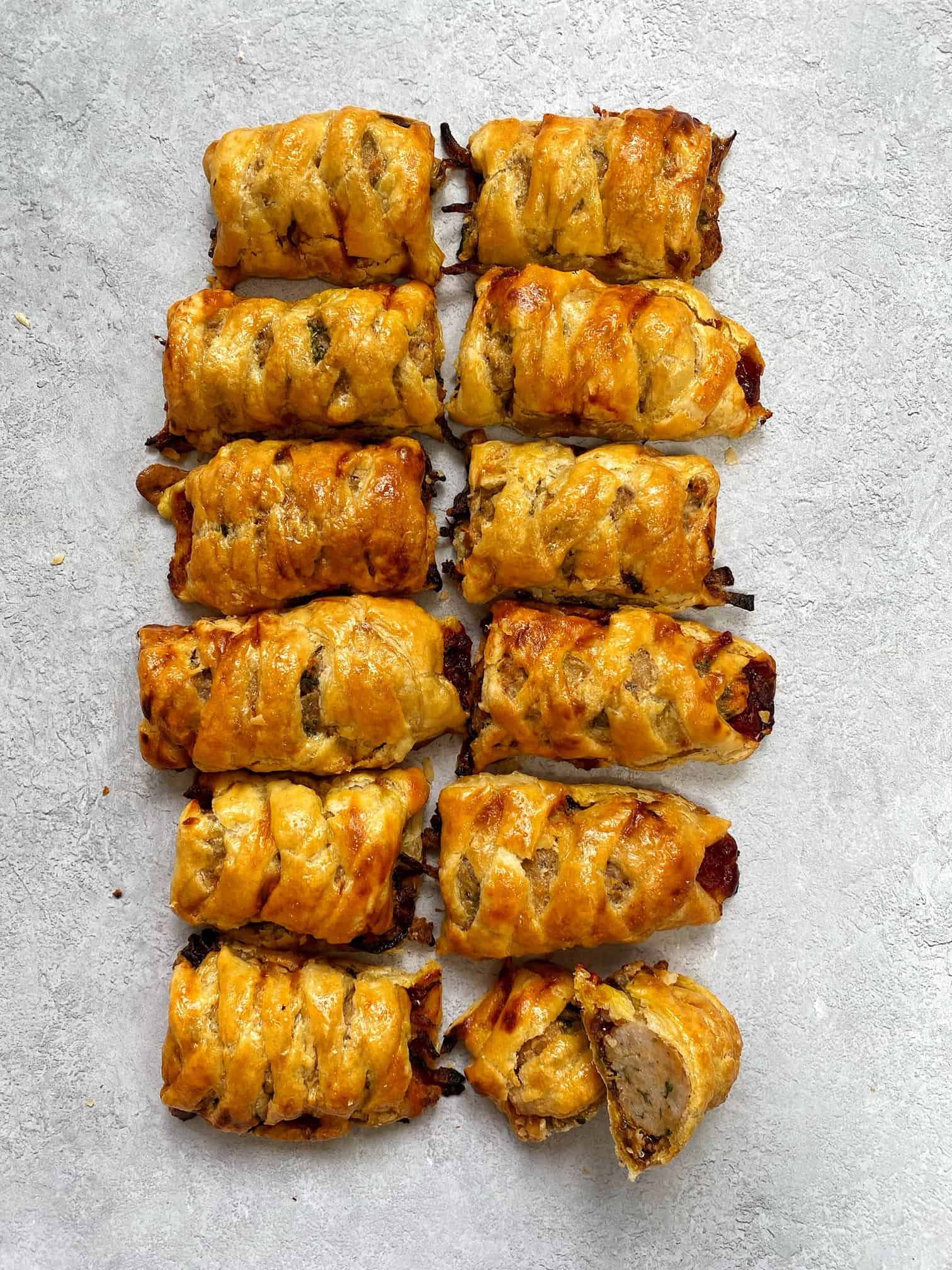 plaited sausage rolls