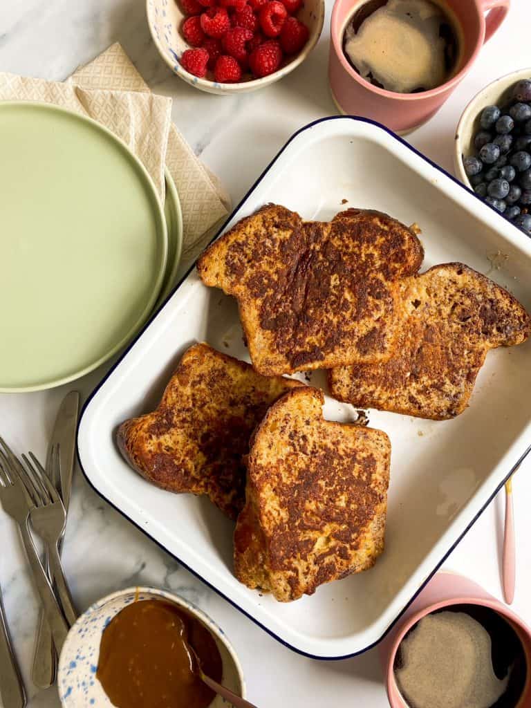cooked brioche french toast slices