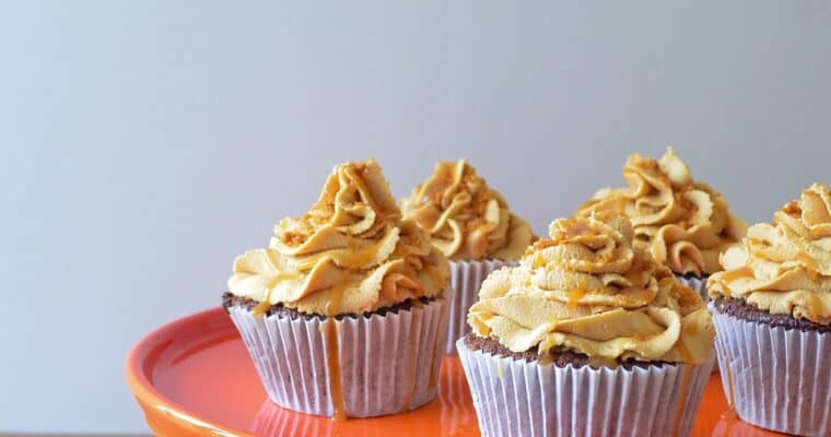 Chocolate and Biscoff Buttercream Cupcakes with Salted Caramel Drizzle