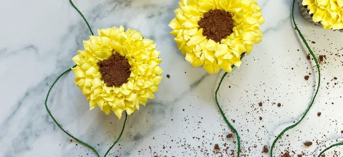 Chocolate & Vanilla Sunflower Cupcakes
