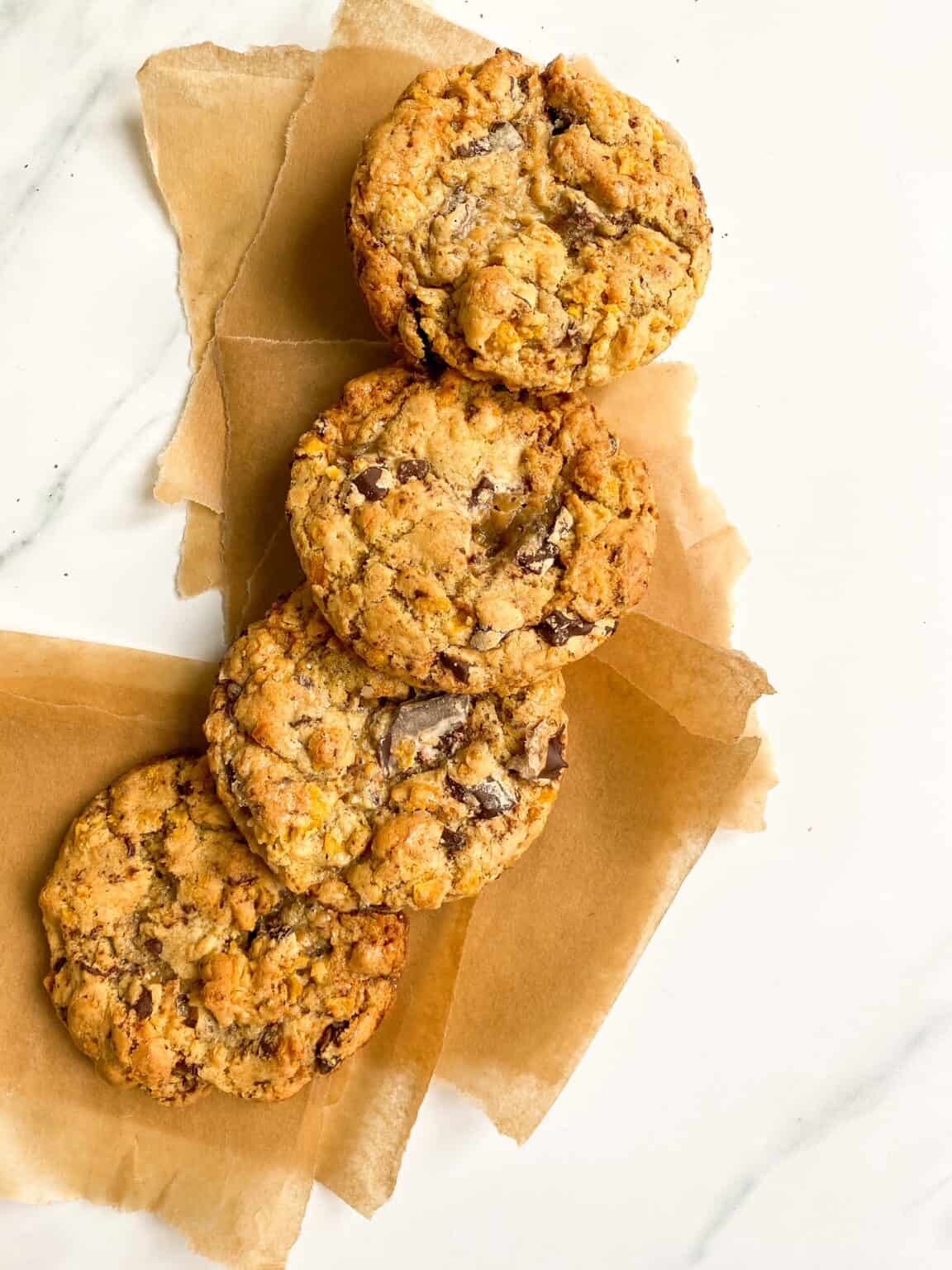 Caramel Cornflake Chocolate Chunk Cookies Baking with Aimee.