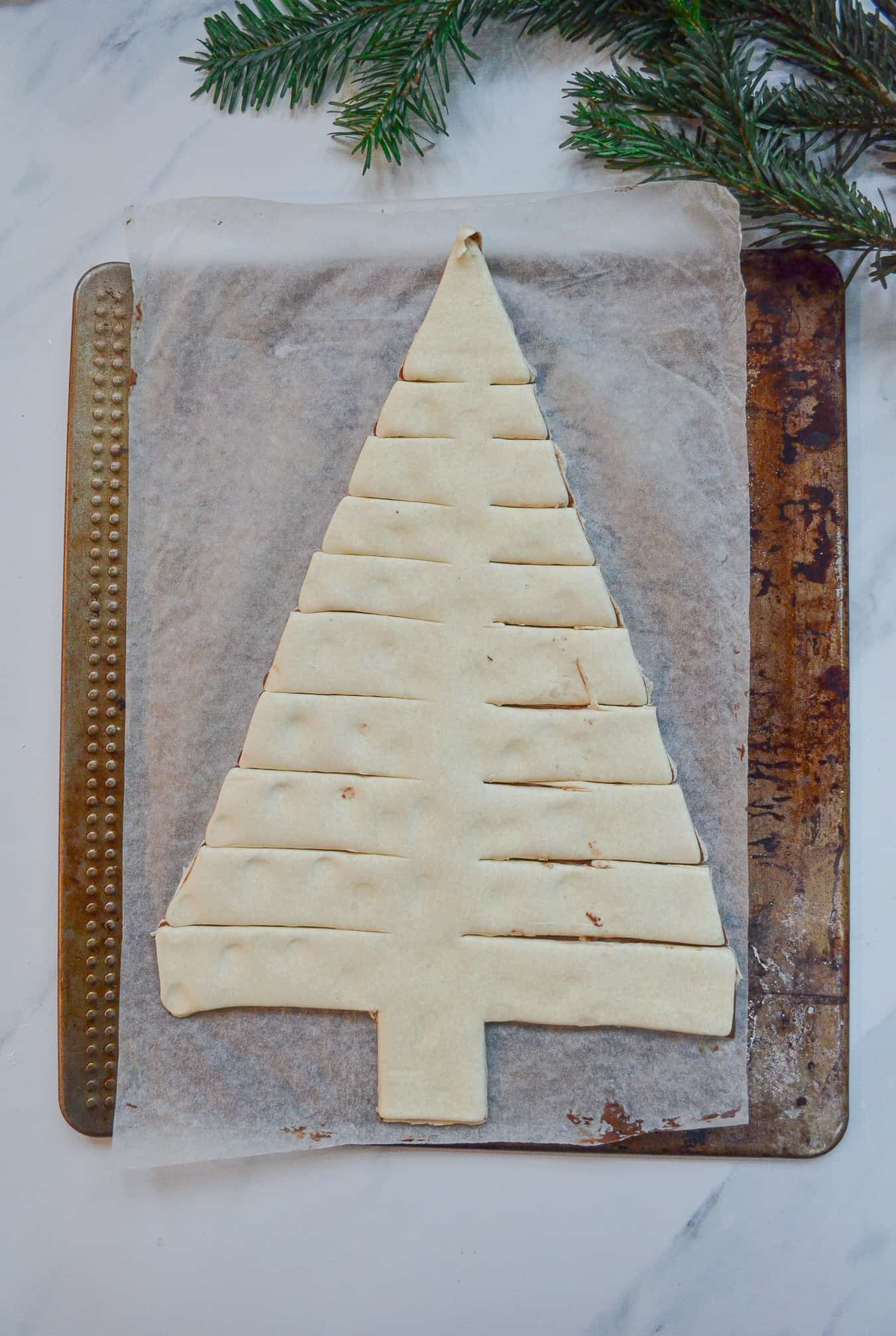 christmas tree puff pastry process