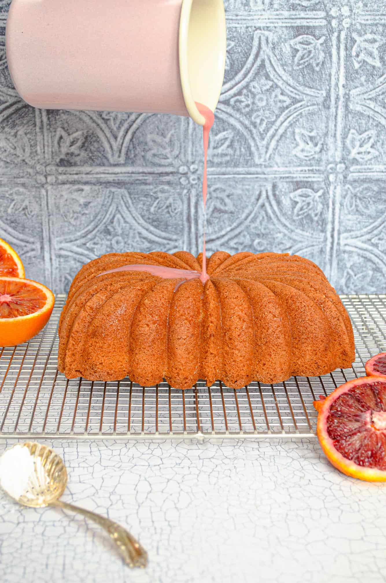 mid-glaze on loaf cake