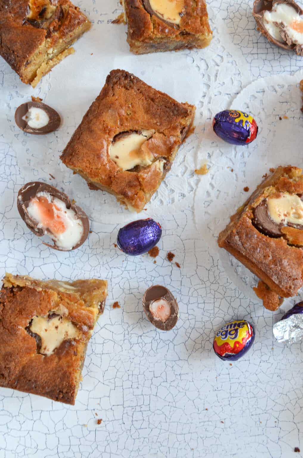 Fudgy Creme Egg Blondies Baking with Aimee.