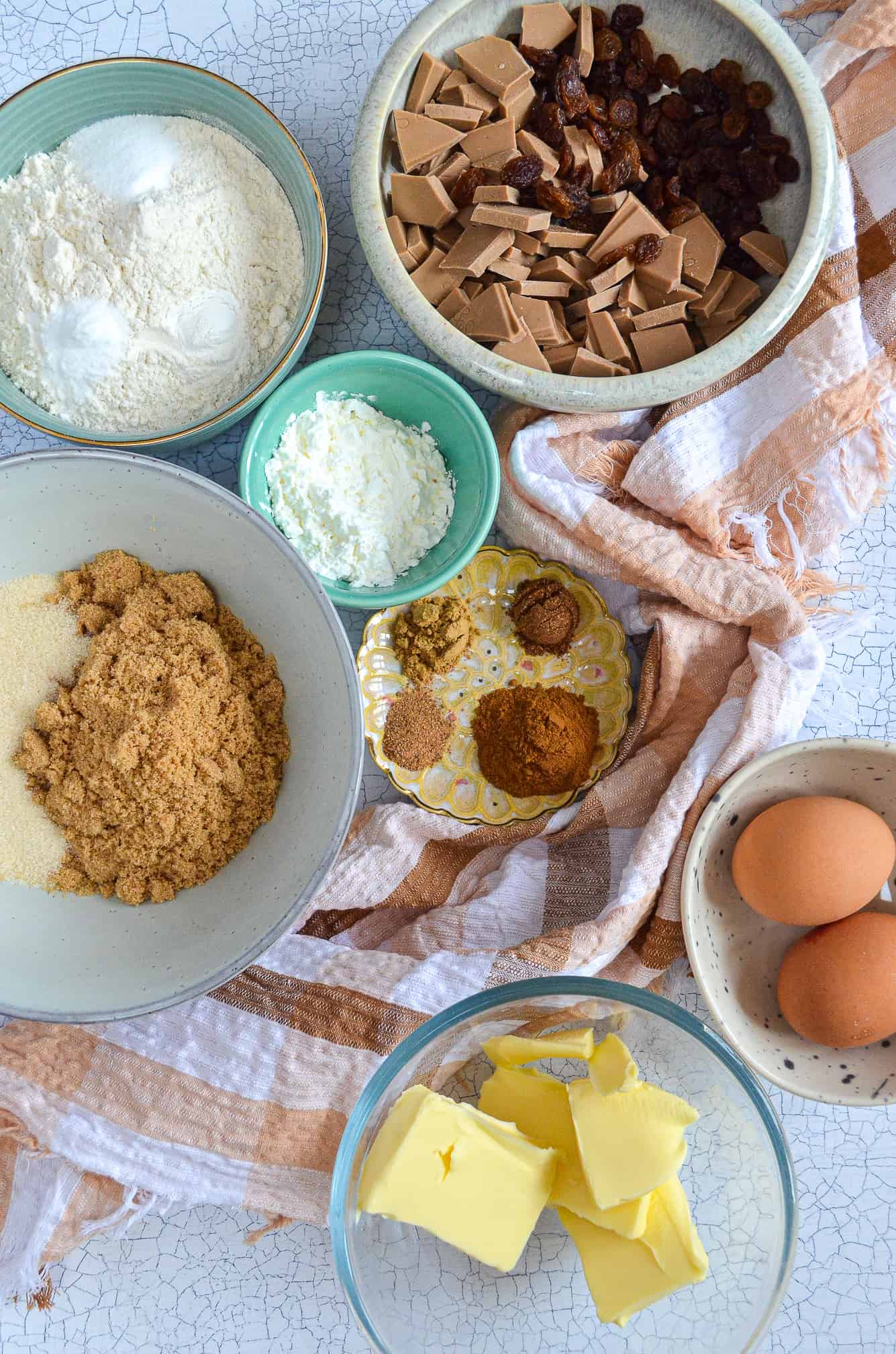 ingredients to make hot cross bun themed cookies